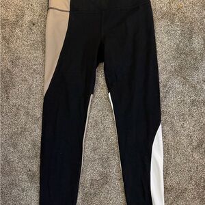 Athleta Black Leggings with Cream Panels